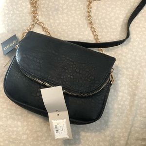 NWT Black crossbody with gold chain strap